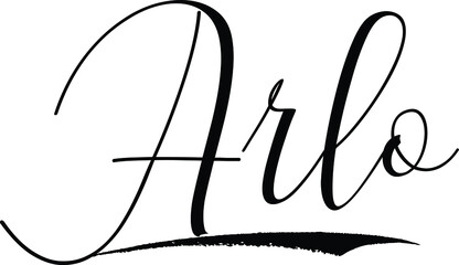 Arlo -Male Name Cursive Calligraphy on White Background