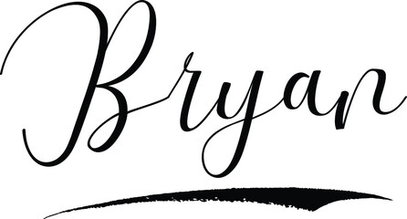 Bryan -Male Name Cursive Calligraphy on White Background