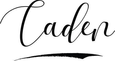 Caden -Male Name Cursive Calligraphy on White Background