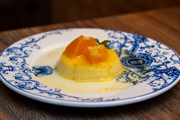 Tangerine Pudding - Caramelized Pudding Dessert with Tangerine