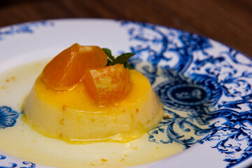Tangerine Pudding - Caramelized Pudding Dessert with Tangerine