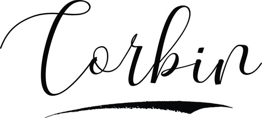 Corbin -Male Name Cursive Calligraphy on White Background