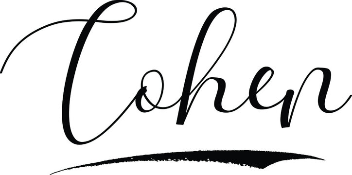 Cohen -Male Name Cursive Calligraphy on White Background