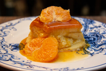 Tangerine Pudding - Caramelized Pudding Dessert with Tangerine