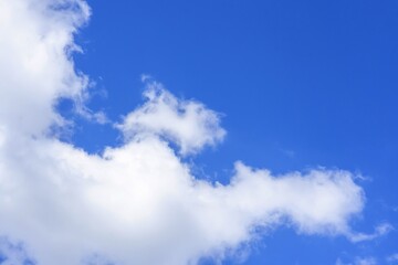 beautiful fluffy clouds on a bright blue summer sky
