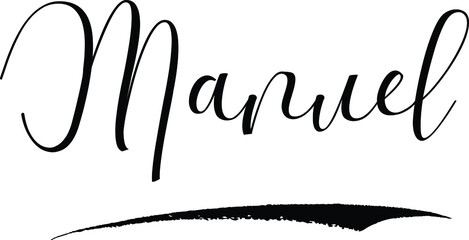 Manuel -Male Name Cursive Calligraphy on White Background