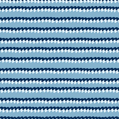 Seamless repeating pattern with hand drawn wavy double lines on blue background for surface design and other design projects