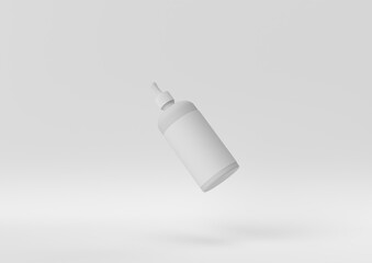 Creative minimal paper idea. Concept white cosmetic with white background. 3d render, 3d illustration.