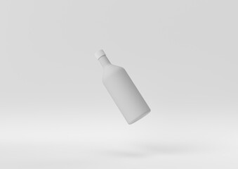 Creative minimal paper idea. Concept white bottle with white background. 3d render, 3d illustration.