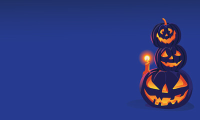 Halloween Fullmoon Banner, Witch, Haunted House, pumpkins patch, and Bats.Happy Halloween purple banner trick or treat with a full moon Vector illustration Flat design