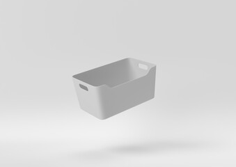 Creative minimal paper idea. Concept white basket with white background. 3d render, 3d illustration.