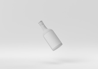 Creative minimal paper idea. Concept white bottle with white background. 3d render, 3d illustration.