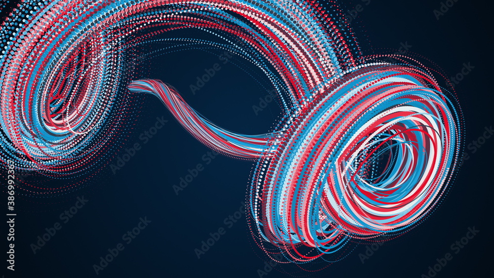 Poster spiral abstract element from particles, computer generated. 3d rendering vortex backdrop