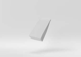 Creative minimal paper idea. Concept white paper bag with white background. 3d render, 3d illustration.