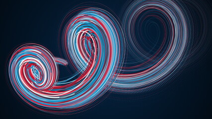 Spiral abstract element from particles, computer generated. 3d rendering vortex backdrop