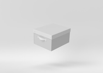 Creative minimal paper idea. Concept white box with white background. 3d render, 3d illustration.