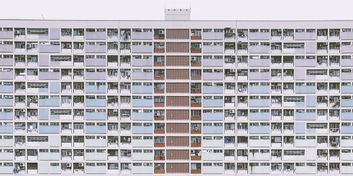 Pastel colour of building facade