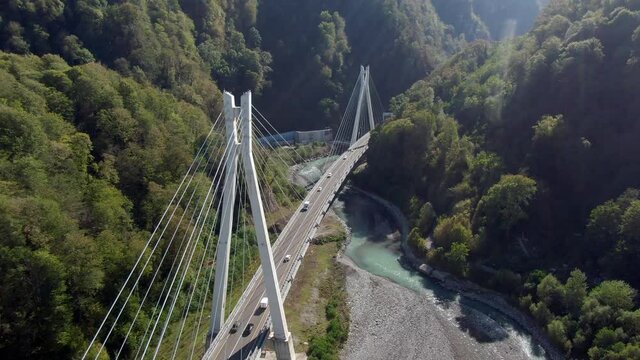 suspension bridge in the mountains
