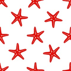 Wonderful seamless pattern with starfish on a white background. Marine reptiles in a flat style. Cartoon wildlife for web pages.
Stock vector illustration for decor and design, textiles,
wallpaper