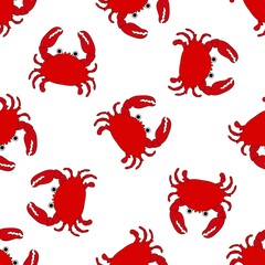 Wonderful seamless pattern with sea crab on a white background. Marine reptiles in a flat style. Cartoon wildlife for web pages.
Stock vector illustration for decor and design, textiles,
wallpaper