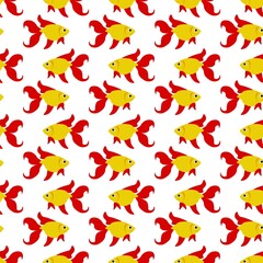 Beautiful seamless pattern with sea goldfish on a white background. Marine reptiles in a flat style. Cartoon wildlife for web pages.
Stock vector illustration for decor and design, textiles,
wallpaper