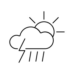 thunder, sun and rain icon element of weather icon for mobile concept and web apps. Thin line thunder, sun and rain icon can be used for web and mobile. Premium icon on white background