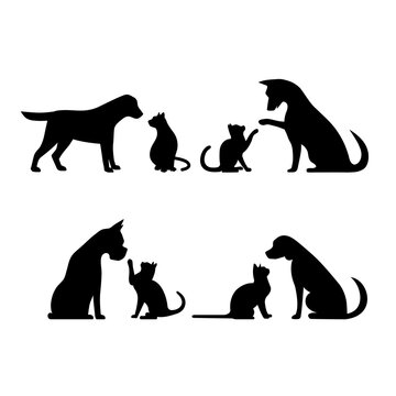 set dog and cat vector illustration