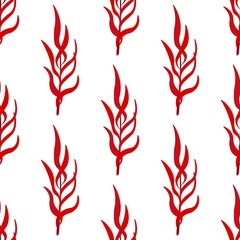 Cute seamless pattern with sea red algae on a white background. Sea plants flat style. Cartoon wildlife for web pages.
Stock vector illustration for decor and design, textiles,
wallpaper