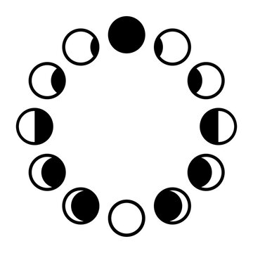 Moon phases astronomy isolated on backround. Vector illustration of a cycle from new to full moon. Vector illustration EPS 10.