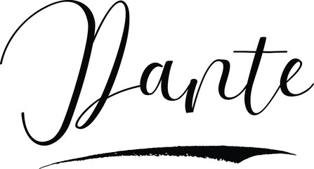 Dante -Male Name Cursive Calligraphy on White Background