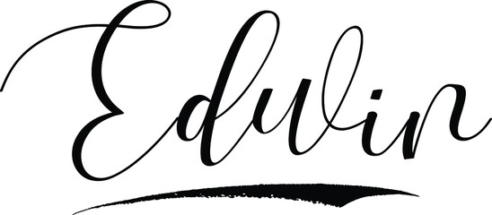 Obraz premium Edwin -Male Name Cursive Calligraphy on White Background