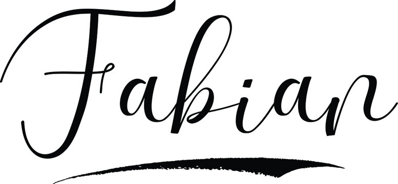 Fabian -Male Name Cursive Calligraphy on White Background