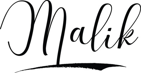  Malik -Male Name Cursive Calligraphy on White Background
