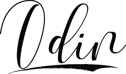 Odin -Male Name Cursive Calligraphy on White Background