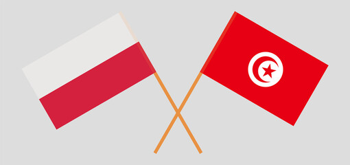 Crossed flags of Tunisia and Poland. Official colors