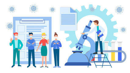 People say Stop coronavirus. Analyzes and tests in a medical office