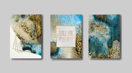 Rolgordijnen  liquid marble with gold. flyer, business card, flyer, brochure, poster, for printing. trend vector © chikovnaya