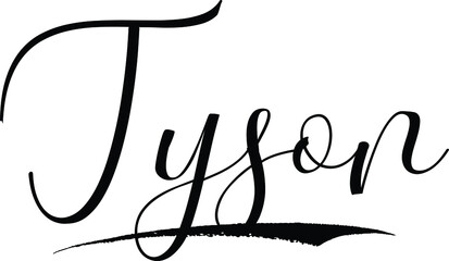  Tyson -Male Name Cursive Calligraphy on White Background