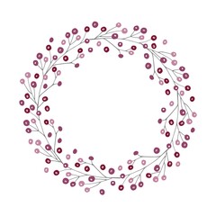 Winter holly berry Wreath. Cold season frame Nature illustration. Nature border. Merry Christmas and Happy New Year Border. Circle shape. With empty space for text, photo, save date, logo, monogram