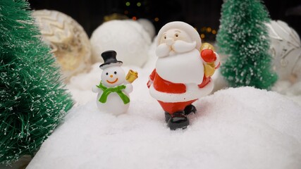 Santa Claus figurine. Santa Claus toy close up.