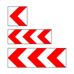 Traffic, road sign. dangerous bend direction sign.  dangerous bend direction