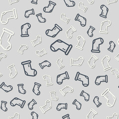 Vector socks seamless pattern on a silver background. Black on white color
