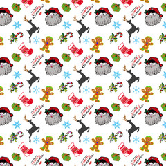 Fototapeta na wymiar New year pattern with characters on white background