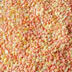 Yellow and red lentils healthy vegetarian food ingredients full of proteins