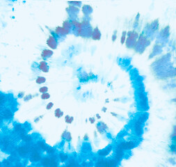 Hippie Blue Round. Turquoise Dyed Texture. Teal 