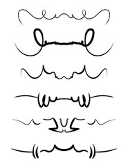 Set of hand drawn vintage calligraphy flourish decorative art whorls for text. Vector illustration Eps 10