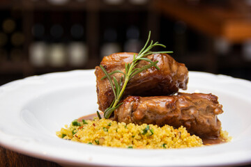 T.Bone of lamb and Moroccan Couscous with Chestnuts