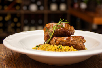 T.Bone of lamb and Moroccan Couscous with Chestnuts