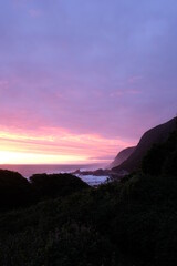 Colorful sunset at coastline