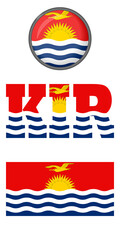 Icons of the flag of the Republic of Kiribati on a white background. Vector image: flag, button and acronym. You can use it to create a website, print brochures, booklets, and flyers.